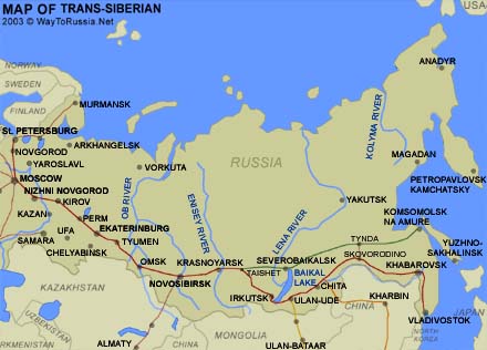 Map of Siberia, Russia
